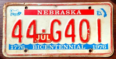 Nebraska 1976 - tblica z USA