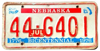 Nebraska 1976 - tblica z USA