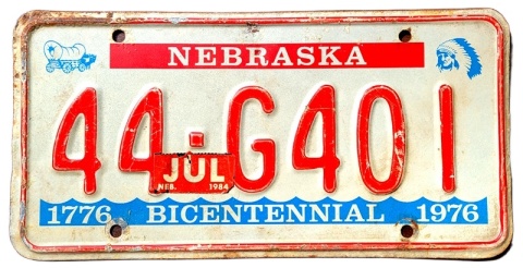 Nebraska 1976 - tblica z USA
