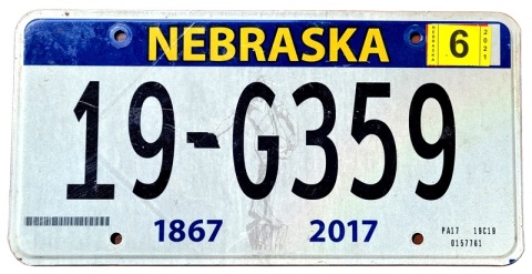 Nebraska 2021 - tablica z USA