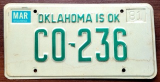 Oklahoma 1981 - tablica z USA