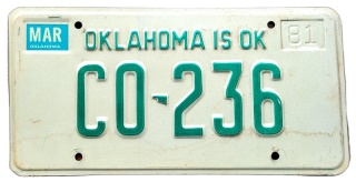 Oklahoma 1981 - tablica z USA
