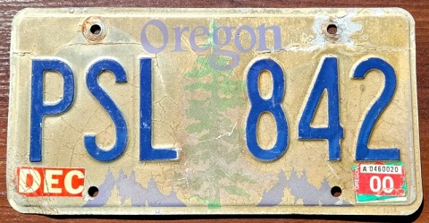 Oregon 2000 - tablica z USA