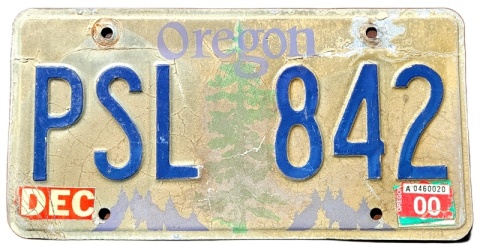 Oregon 2000 - tablica z USA