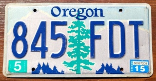 Oregon 2015 - tablica z USA