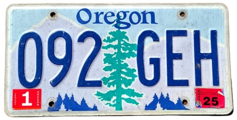 Oregon 2025 - tablica z USA