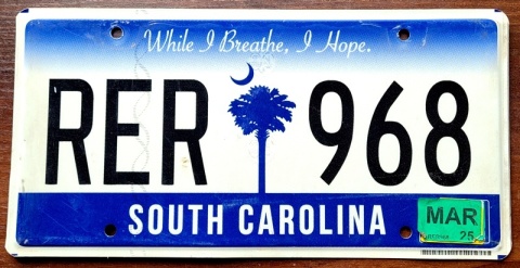 South Carolina 2025 - tablica z USA