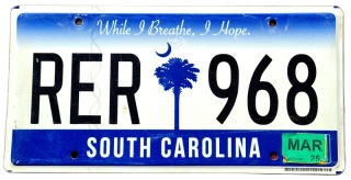 South Carolina 2025 - tablica z USA