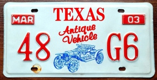Texas 2003 - Antique Vehicle - tablica z USA