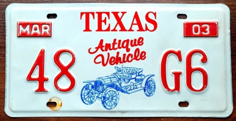 Texas 2003 - Antique Vehicle - tablica z USA