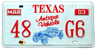 Texas 2003 - Antique Vehicle - tablica z USA
