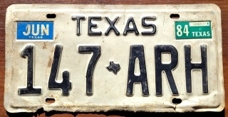 Texas 1984 - tablica z USA