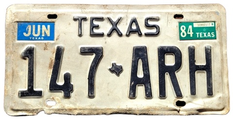 Texas 1984 - tablica z USA