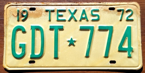 Texas 1972 - tablica z USA