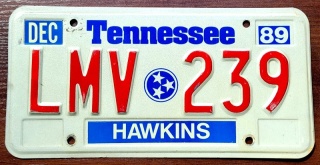Tennessee 1989 - tablica z USA
