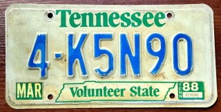 Tennessee 1988 - tablica z USA