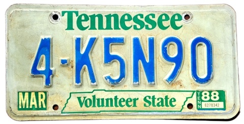 Tennessee 1988 - tablica z USA