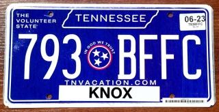 Tennessee 2023 - tablica z USA