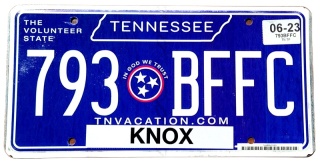 Tennessee 2023 - tablica z USA