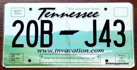 Tennessee - tablica z USA