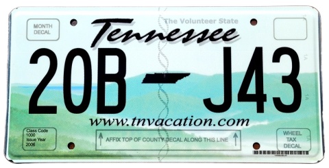Tennessee - tablica z USA