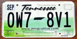 Tennessee - tablica z USA