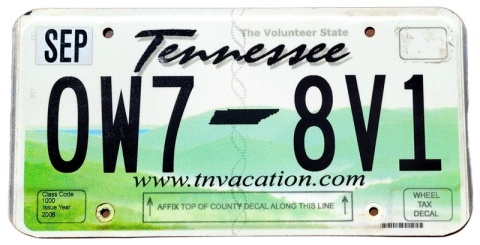 Tennessee - tablica z USA