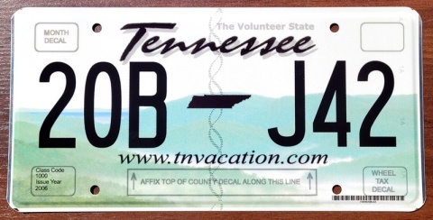 Tennessee - tablica z USA