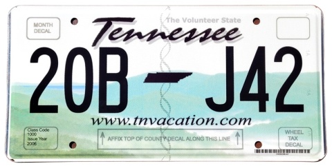 Tennessee - tablica z USA