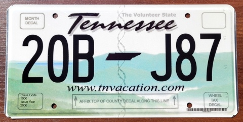 Tennessee - tablica z USA
