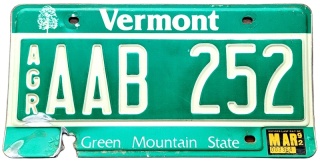 Vermont 1992 - tablica z USA