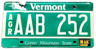 Vermont 1992 - tablica z USA