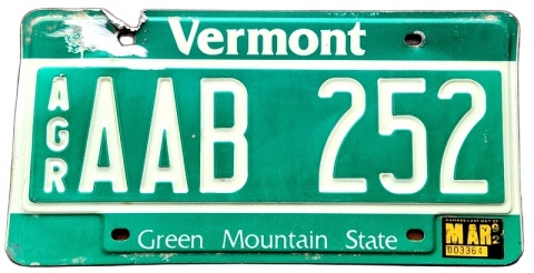 Vermont 1992 - tablica z USA