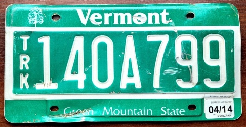 Vermont 2014 - tablica z USA