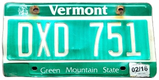 Vermont 2016 - tablica z USA