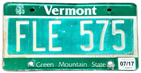 Vermont 2017 - tablica z USA