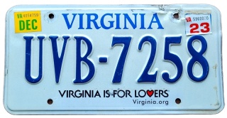 Virginaia 2023 - tablica z USA