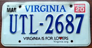 Virginaia 2020 - tablica z USA