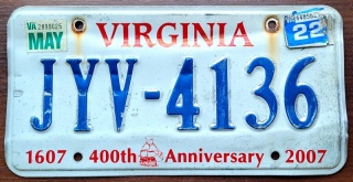 Virginaia 2022 - tablica z USA