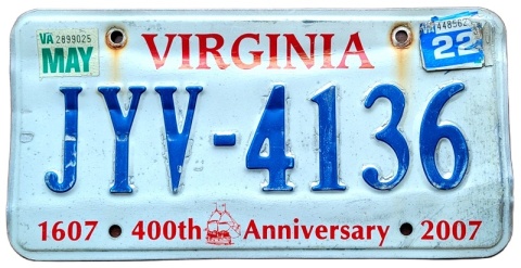 Virginaia 2022 - tablica z USA