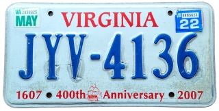 Virginaia 2022 - tablica z USA