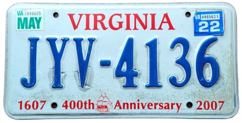 Virginaia 2022 - tablica z USA