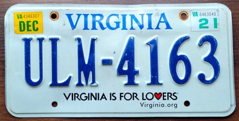 Virginaia 2021 - tablica z USA
