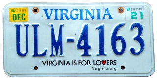Virginaia 2021 - tablica z USA