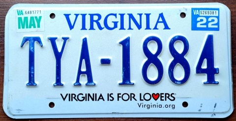 Virginaia 2022 - tablica z USA