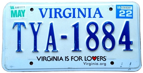 Virginaia 2022 - tablica z USA