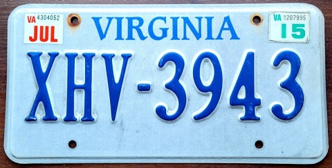 Virginaia 2015 - tablica z USA