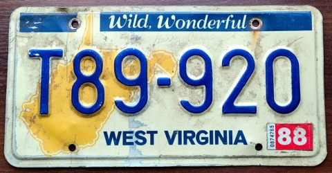 West Virginia 1988 - tablica z USA