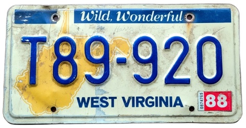 West Virginia 1988 - tablica z USA