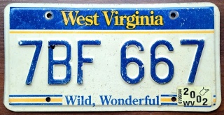 West Virginia 2002 - tablica z USA